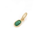 Minimalist Modern Emerald Oval Charm Pendant In 14k Solid Yellow Gold Jewelry