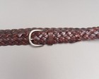 Aeropostale Brown Leather Braided Belt Mens Sz 36 Nickel Buckle Woven Y2k