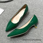 Women Low Heel Pumps Pointed Toe Patent Leather High Heels Work Office Shoes