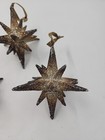 3 Vtg Mcm 18 Pt Starburst Atomic Sputnik Mica Glitter Gold Christmas Ornaments
