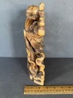 Carved Wood Wooden Happy Laughing Traveling Buddha Statue Figurine Vintage
