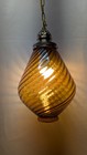 Vintage 1970s Mid Century Modern Amber Optic Glass Swag Pendant Lamp Mcm 