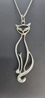 Italy 925 Sterling Silver Cat Charm Pendant Necklace 20  Box Chain Hallmarked