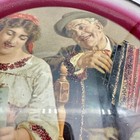 Antique Victorian Glass Chimney Flue Cover Lithograph Man Woman 10 75 
