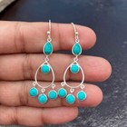 925 Sterling Silver Handmade Natural Turquoise Gemstone Earrings Jewelry
