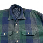 Vintage Van Heusen Shirt Jacket Adult Large Green Black Watch Plaid Barn Coat