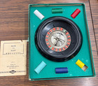 Vintage E s  Lowe Roulette Wheel Casino Game Felt Mat Gambling 8    Metal Wheel