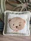 Lambs   Ivy Baby Pillow Soft Brown Bear Green Gingham Small Decorative Nursery