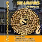 1 4  Tow Chain g80 Tie Down Log Chain With G70 Clevis Grab Hooks For Towing 12ft