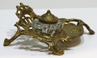 Vintage Andrea By Sadek Inkwell Ornate Solid Brass Art Nouveau Victorian Footed