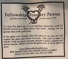 Set-  Vintage Fellowship Foundry Pewter Dragon Heart Blue Glass Flute Goblet