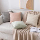 Pack Of 2 Corduroy Decorative Throw Pillow Covers 18x18 Inch Soft Boho Striped P