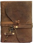 5x7 Inch Leather Cover Travel Journal Handmade Paper Note Book Accent Key Blank