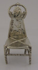 Victorian Dutch Solid Silver Miniature Dolls House Toy Chair 1896 Antique