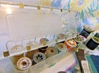 Vintage Antique Sewing Lot Wooden Spools Singer Simanco Needles Tidee Maid Box