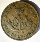  2  Bank Tokens 1852 Upper Canada 1 2 Penny Token 1844 Canada Montreal 1 2 Penny