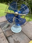 Vintage Westinghouse Ad12-1 Electric Fan Blue Art Deco Plastic Blades Nice Works