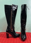 Women Black Zip Up Knee High Boots Gold Trim Size 6 Italian Vittorio D    Firenzc