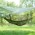 Camping Hammock With Rain Fly Tarp Mosquito Net Heavy Duty Tree Straps Portable