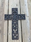 Rustic Metal Cast Iron Christian Cross Wall Hanging     Brown Home Decor