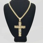 Real 10k  Gold Cross Diamond Cut Pendant Byzantine Chain  24  Authentic