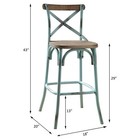 Antique Sky And Antique Oak Bar Stool With Cross Back - Vintage 30  Bar