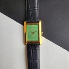 Vintage Seiko Slim Quartz Green Face Gentlemen s Wrist Watch - Free Shipping