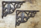 4 Cast Iron Antique Style Fleur De Lis Brackets  Garden Braces Shelf Bracket 