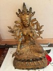 Vintage Gilt Bronze Tibetan-style Green Tara