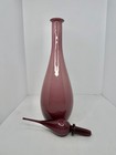 Vintage Mcm Empoli Plum Amethyst Cased Glass 22    Genie Bottle Decanter W stopper