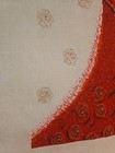 Finished Cross Stitch Art  Red Sleeveless Gown On Hanger With Rose Background