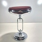Vintage Farber Bros New York Art Deco Chrome Compote Amethyst Glass Dish 8  T