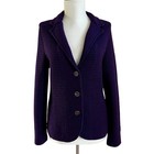 Talbots Purple Merino Wool Knit Blazer Sweater Jacket Mp Petite Preppy Academia