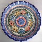 2007 Ceramika Artystyczna Polish Pottery Scalloped Ruffle Pie Plate 4625 636