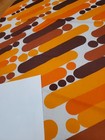 Awesome Rare Vintage Mid Century Retro 70s Org Brn Diagonal Ovals Fabric  Look 