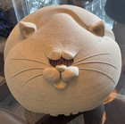 70s Fat Cat Piggy Bank Stoneware Pottery W original Cork Stopper  Adorable