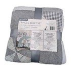 3 Piece Quilt Set Queen Size Reversible Origami Patchwork