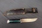 Vintage Wwii Ww2 Theater-made Fighting Knife W  Leather Sheath   Lucite Grip