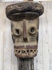 African Tribal Mask Teeth Rope Hair Hand Carved Wood Wall Art Ethnic Decor