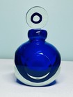 Fifth Ave Art Glass Cobalt Blue Aqua Perfume Bottle W Stopper Flavio Poli Style