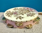Rare Old Hall   British  Ceramic Tambourine Transferware Euc 1890s Floral