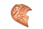 Northwest Coast Raven Eagle Hand Carved Wood Plaque Signed Tlingit Native