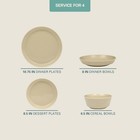 16 Piece Plates And Bowls Dishes Service For 4 Porcelain Dinnerware Set Taupe