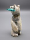 Tyler Quam  d  Vintage Antler Zuni Standing Bear Fetish W turquoise Fish