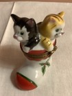 Vintage Peint Main Limoges Trinket Box - Two Cats In Christmas Stocking