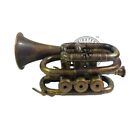 Antique Brass Bb Mini Trumpet Pocket Bugle Horn 3 Valve Mouthpiece For Gift