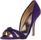 Nib Badgley Mischka River Open Toe Pumps Heels Beaded Knot Shoes Plum Purple 7 