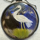 Rare Antique Victorian Feather Sterling Silver Double Sided Pendant