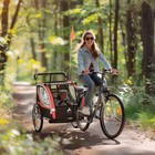 2-in-1 Child Bike Traile Baby Stroller With Brake Storage Bag Flag Reflectors