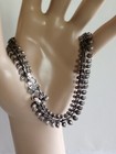 Old Silver Anklet Indian Tribal  Authentic  Heart Signed Handmade Flexible 10 